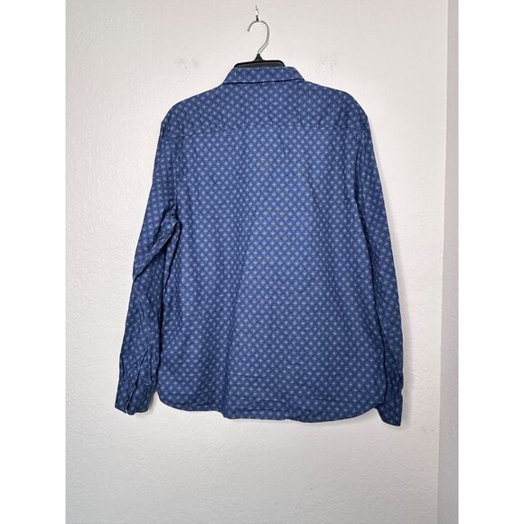 Ted Baker Men's Long Sleeve Diamond Print Button Down Shirt Blue Size 4 Cotton - Picture 6 of 11
